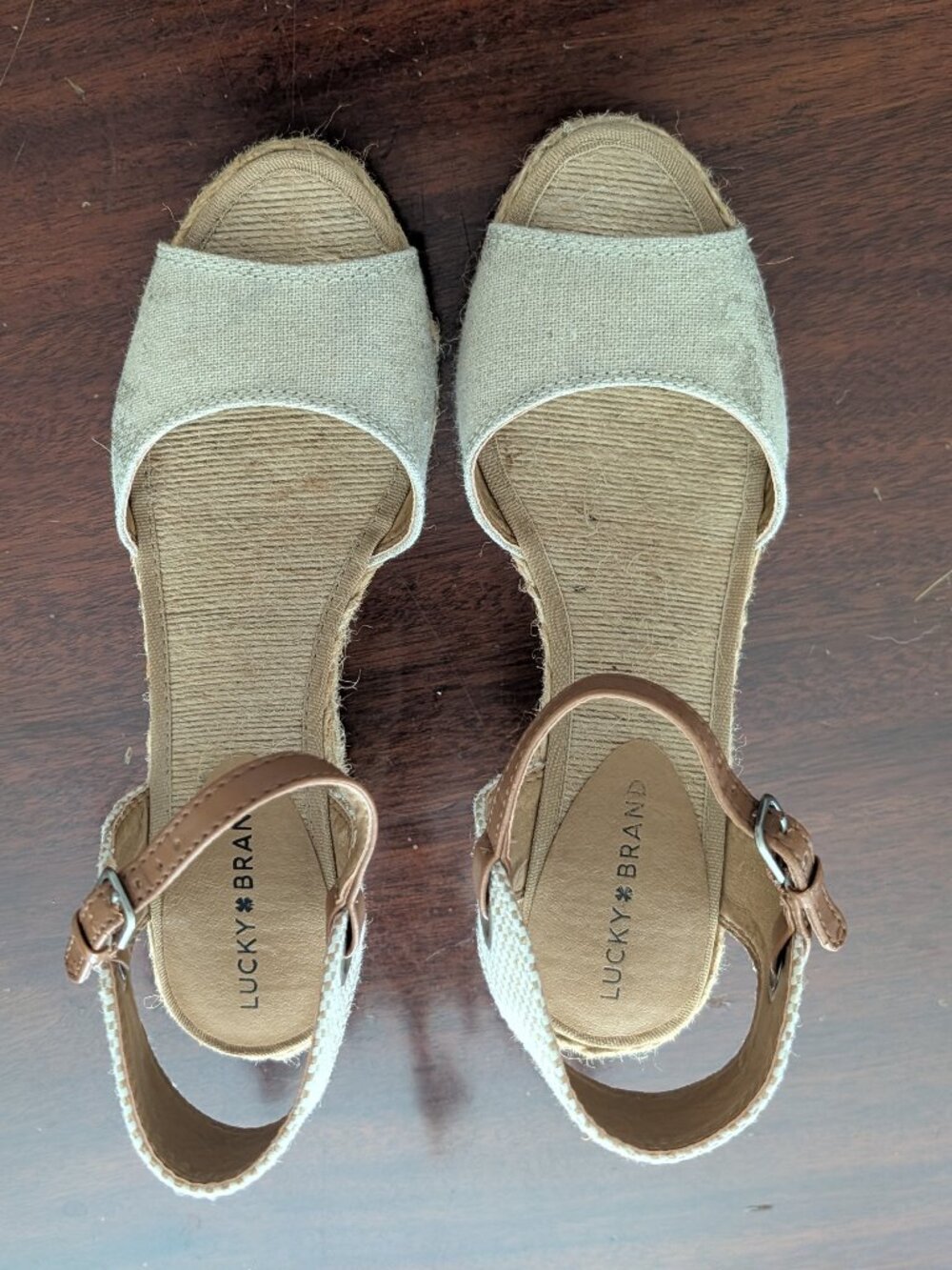 LUCKY BRAND Women's Kyndra Easpardrille Linen Sandals in size 9.